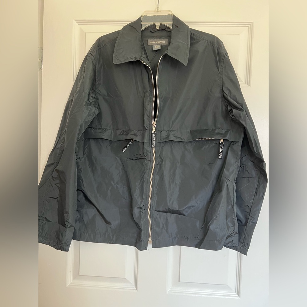 Banana Republic Men's Black Windbreaker Jacket